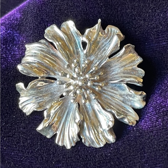 TIFFANY & Co October’s Flower 925 Silver Marigold Floral Brooch Pin - Picture 4 of 6